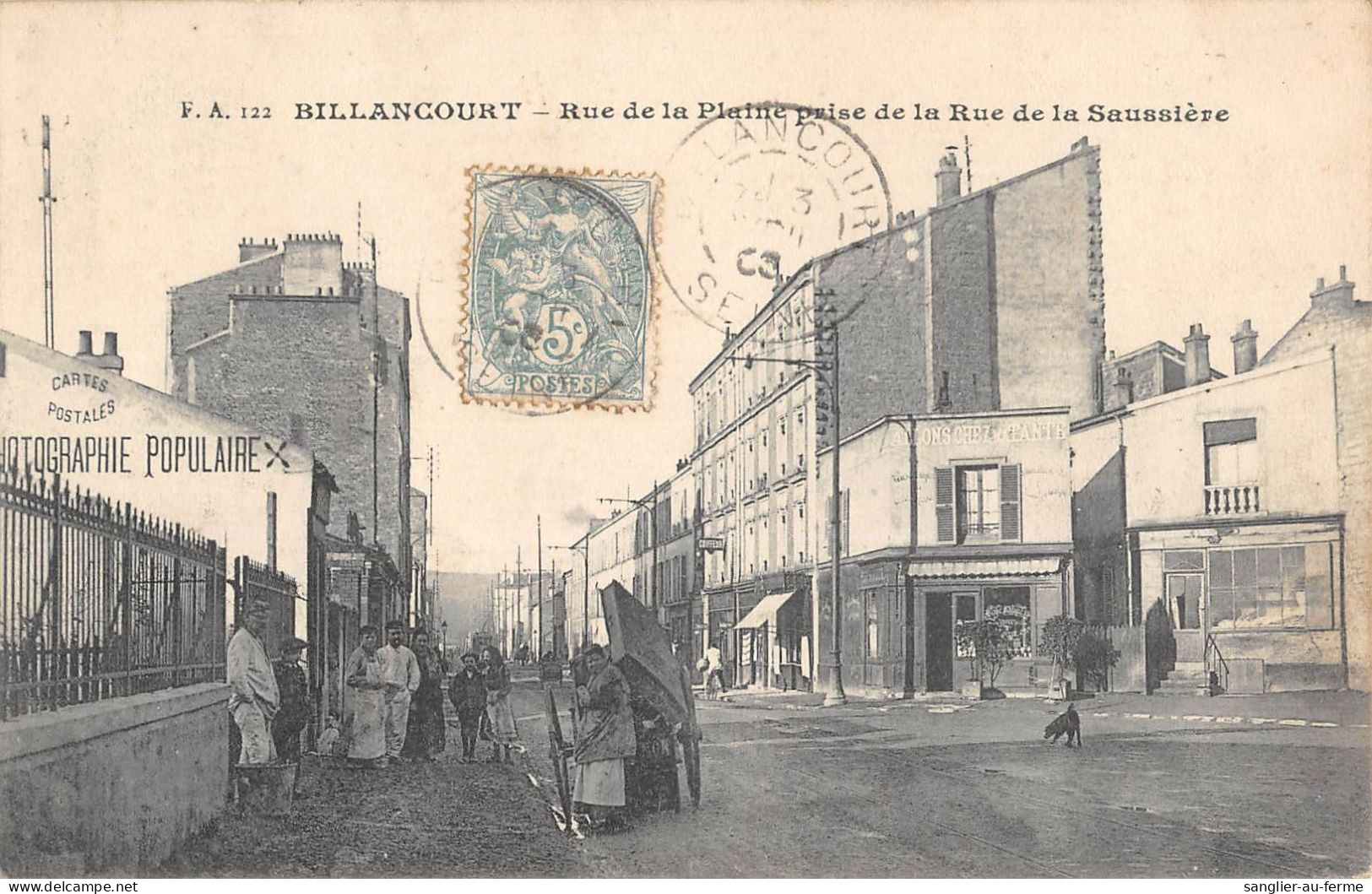 CPA 92 BILLANCOURT / RUE DE LA PLAINE / PRISE DE LA RUE DE LA SAUSSIERE / PHOTOGRAPHIE  POPULAIRE - Boulogne Billancourt