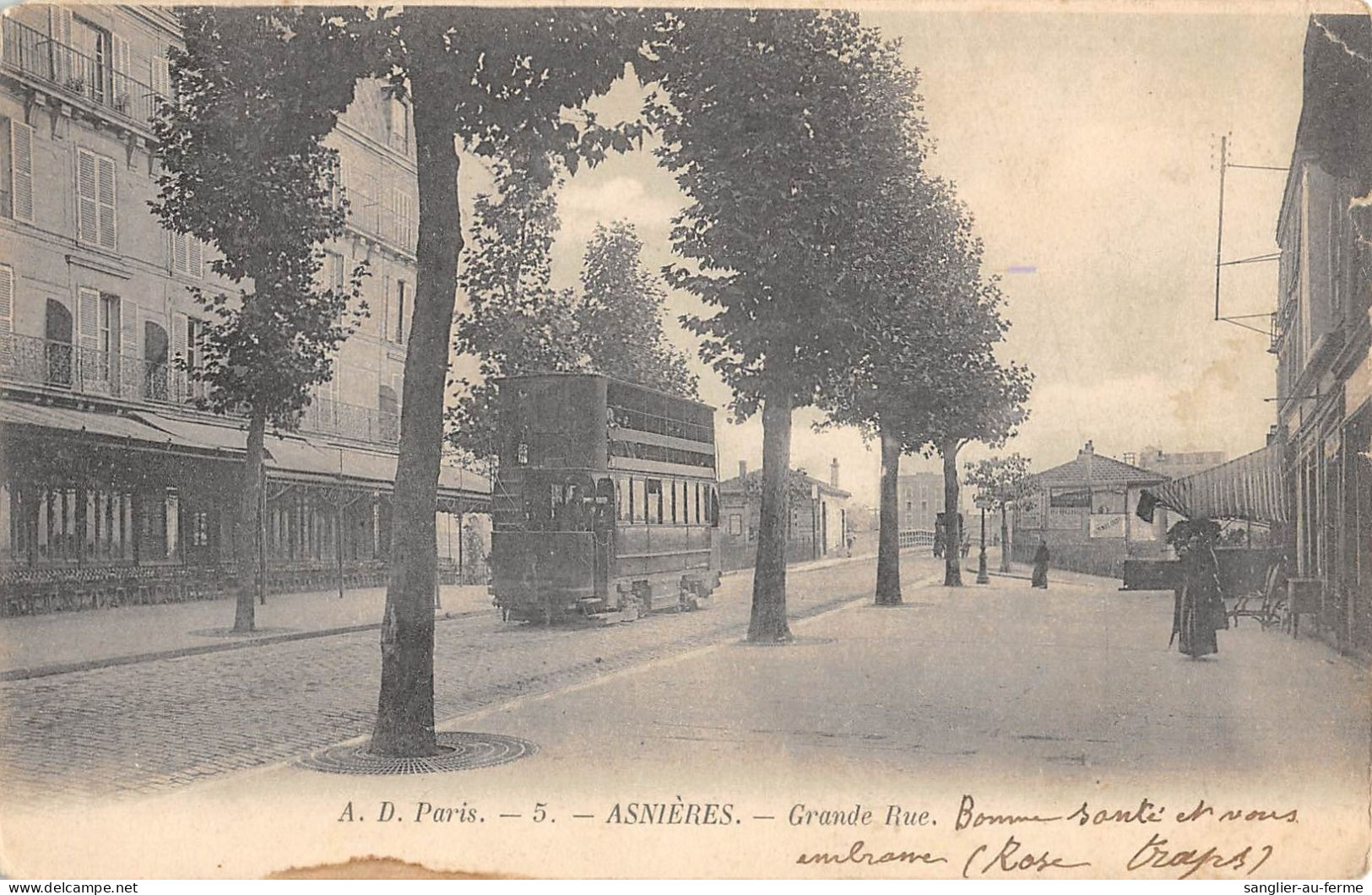 CPA 92 ASNIERES / GRAND RUE / TRAMWAY - Asnieres Sur Seine