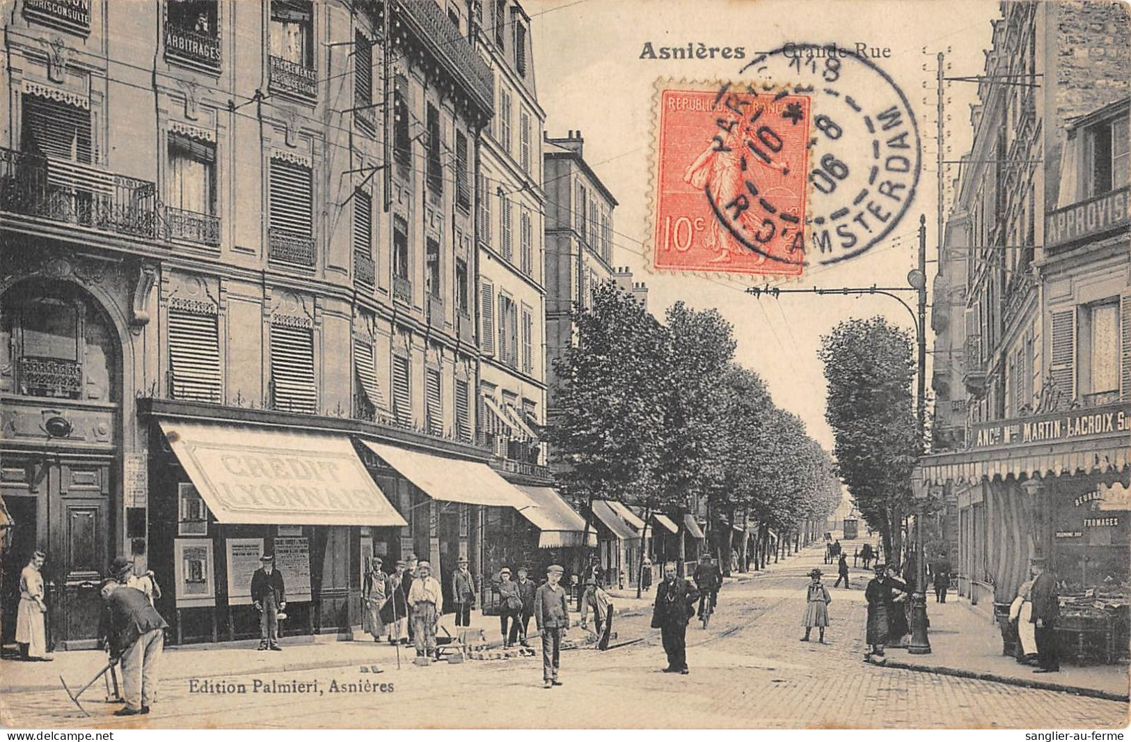 CPA 92 ASNIERES / GRANDE RUE / CREDIT LYONNAIS - Asnieres Sur Seine