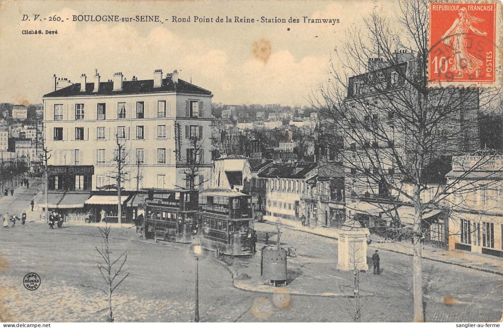 CPA 92 BOULOGNE SUR SEINE / ROND POINT DE LA REINE / STATION DES TRAMWAYS - Boulogne Billancourt