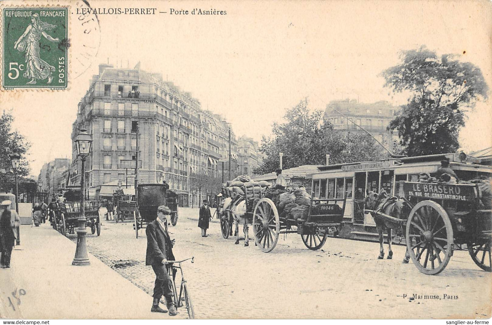 CPA 92 LEVALLOIS PERRET / PORTE D'ASNIERES / TRAMWAY / Cliché Rare - Levallois Perret