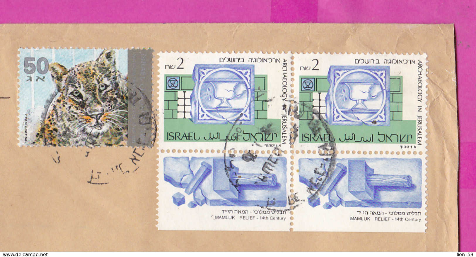 274988 / Israel Cover 1995 - 50Ag+4NIS Zoo Animals Panthera Pardus Saxicolor, Archaeology Jerusalem Mamluk Relief 14th C - Cartas & Documentos