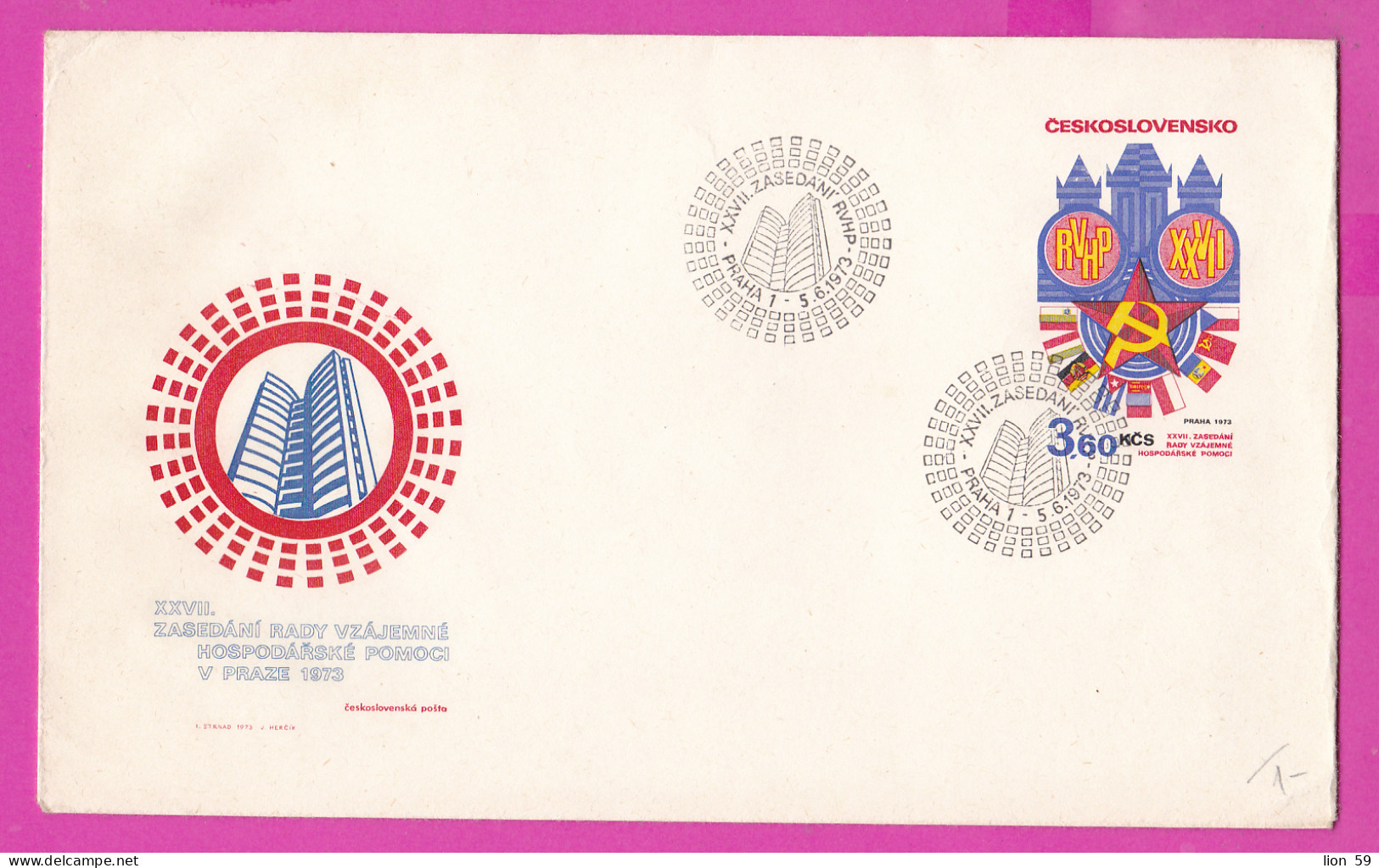 274997 / Czechoslovakia Stationery Cover 1973 - XXVII. The Council Of Mutual Economic Assistance Held In Prague In 1973 - Covers