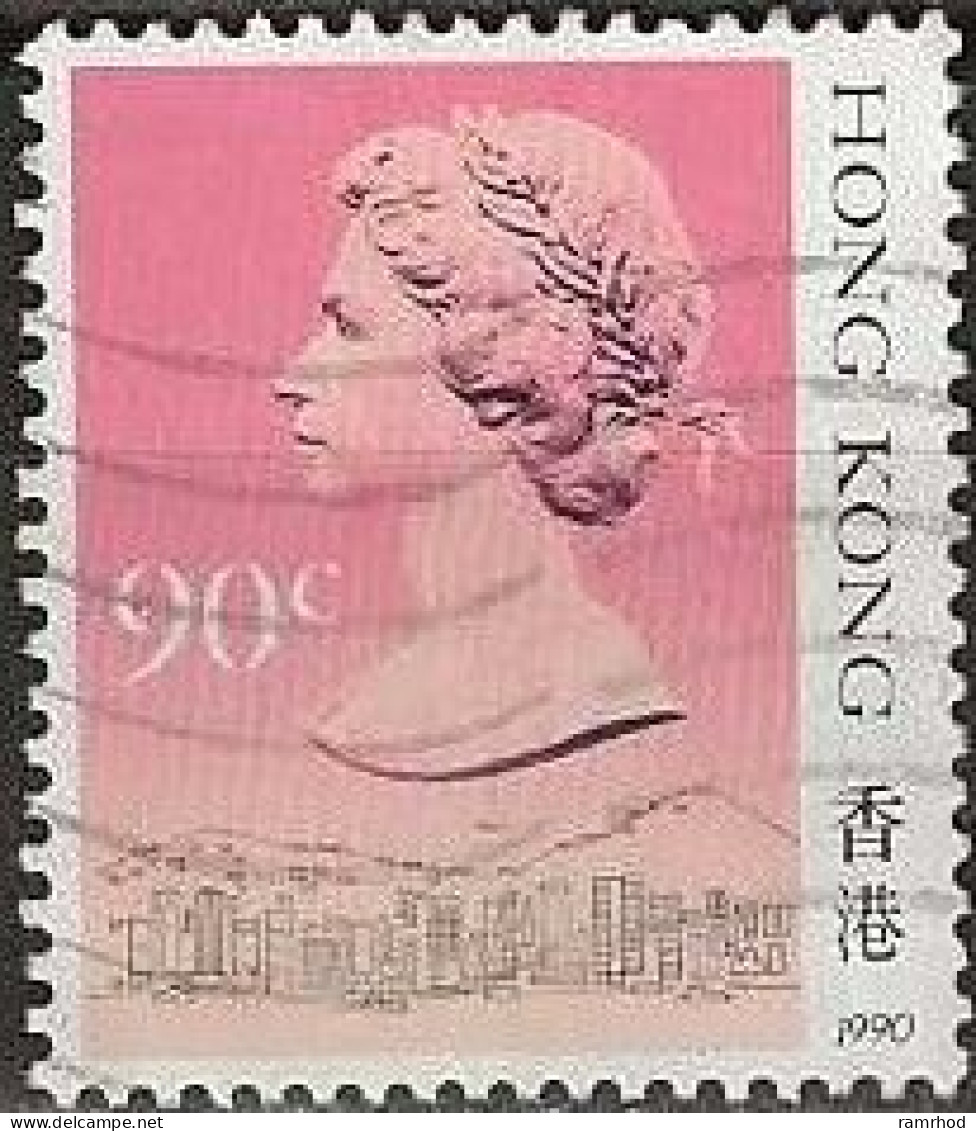 HONG KONG 1990 Queen Elizabeth II And Central Victoria - 90c - Multicoloured FU - Gebruikt