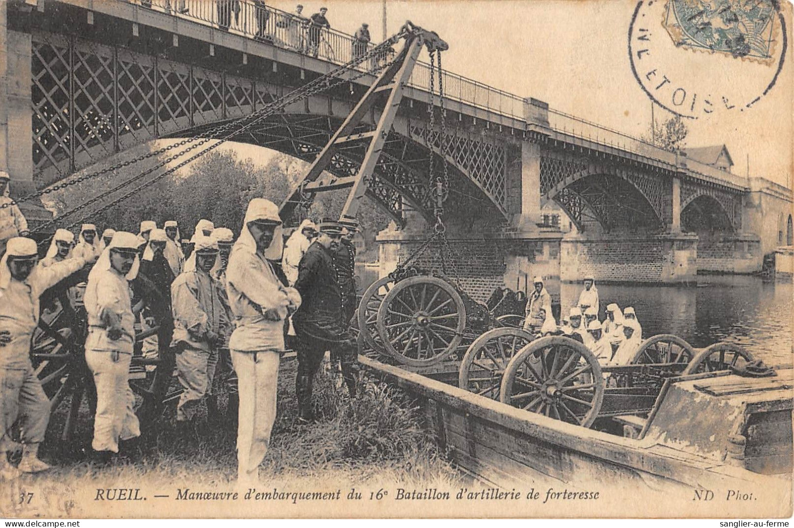 CPA 91 RUEIL / MANOEUVRE D'EMBARQUEMENT DU 16e BATAILLON D'ARTILLERIE DE FORTERESSE - Rueil Malmaison