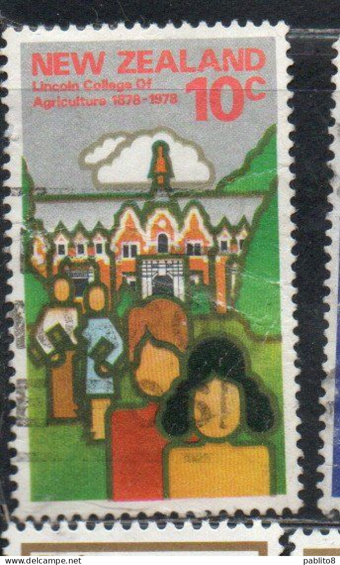 NEW ZEALAND NUOVA ZELANDA 1978 LINCOLN UNIVERSITY COLLEGE OF AGRICULTURE CENTENARY 10c USED USATO OBLITERE' - Used Stamps