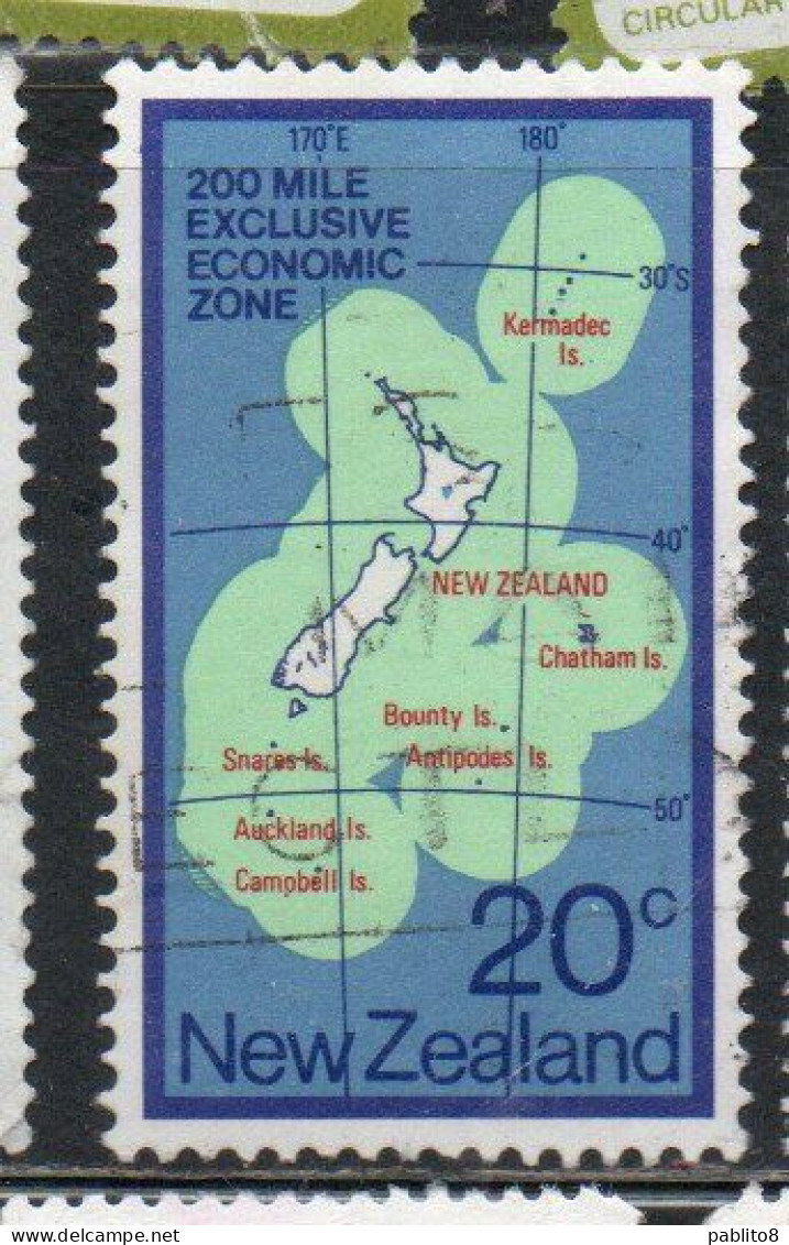 NEW ZEALAND NUOVA ZELANDA 1978 ECONOMIC ZONE 200-MILE LIMIT MAP 20c USED USATO OBLITERE' - Usati