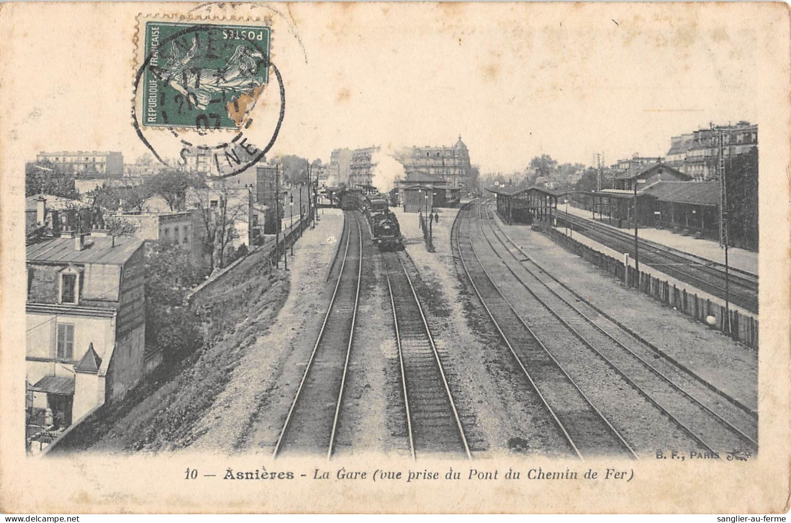 CPA 91 ASNIERES / LA GARE / VUE PRISE DU PONT DU CHEMIN DE FER / TRAIN - Asnieres Sur Seine