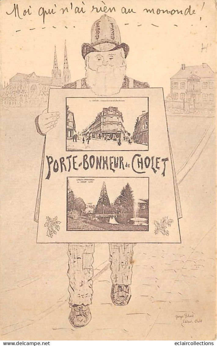 Cholet      49    Divers.  Dessin Porte Bonheur Illustrée Par Bibard Editeur à Cholet (Voir Scan) - Cholet