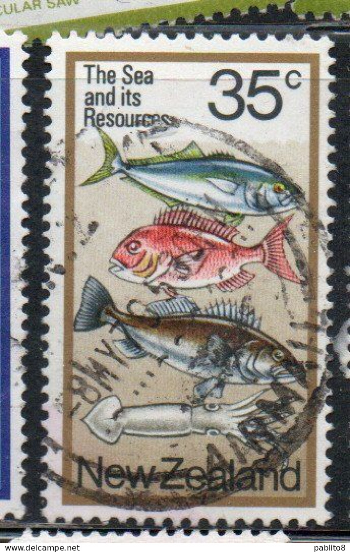 NEW ZEALAND NUOVA ZELANDA 1978 KINGFISH SNAPPER GROUPER AND SQUID 35c USED USATO OBLITERE' - Gebraucht