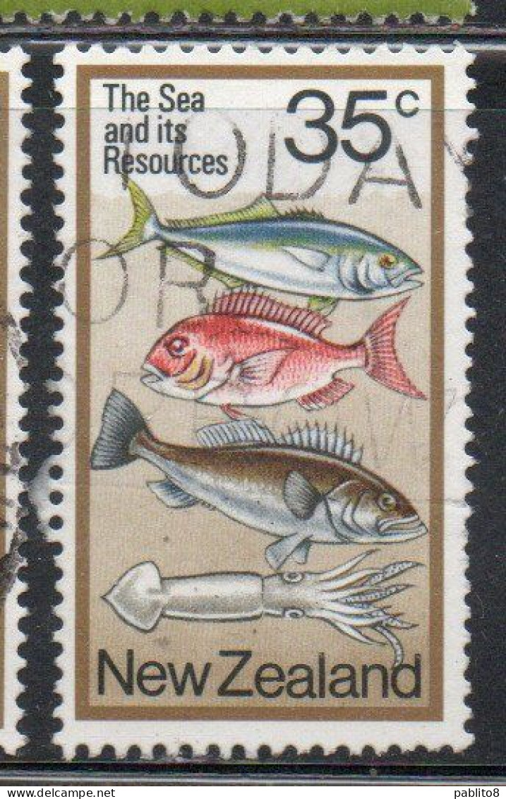 NEW ZEALAND NUOVA ZELANDA 1978 KINGFISH SNAPPER GROUPER AND SQUID 35c USED USATO OBLITERE' - Oblitérés