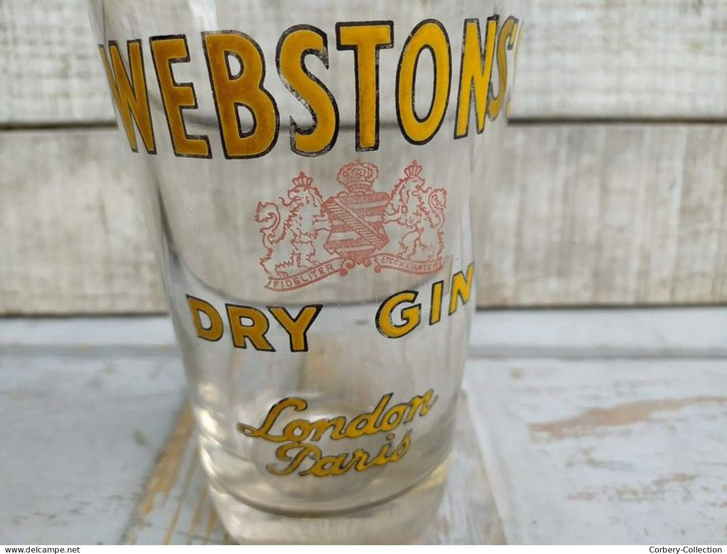 Ancien Verre Émaillé Webston's Dry Gin London Paris