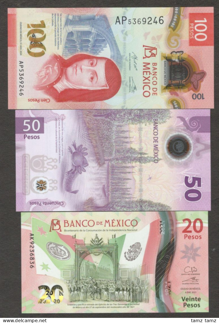 Full Set 6 Pcs Mexico 20 50 100 200 500 1000 Pesos 2017 - 2022 UNC - Mexique