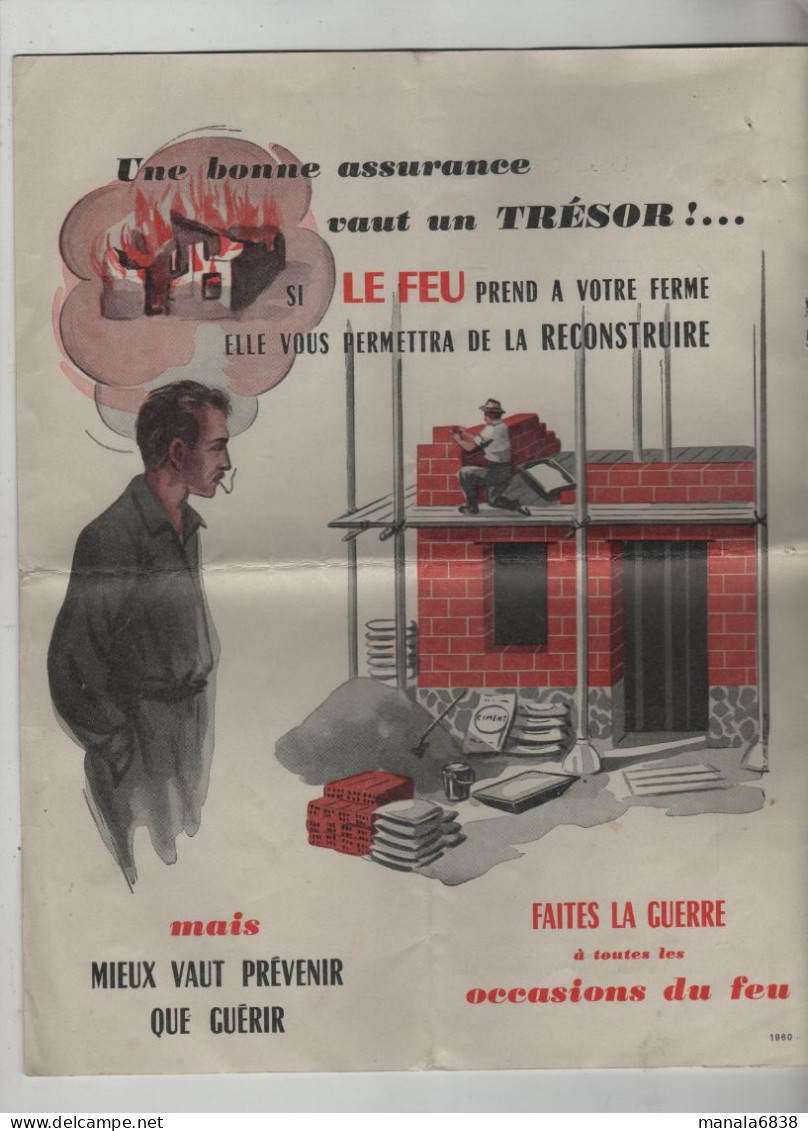 Assurances Mutuelles Agricoles Police Incendie Lyon Faites La Guerre Feu 1960 - Ohne Zuordnung