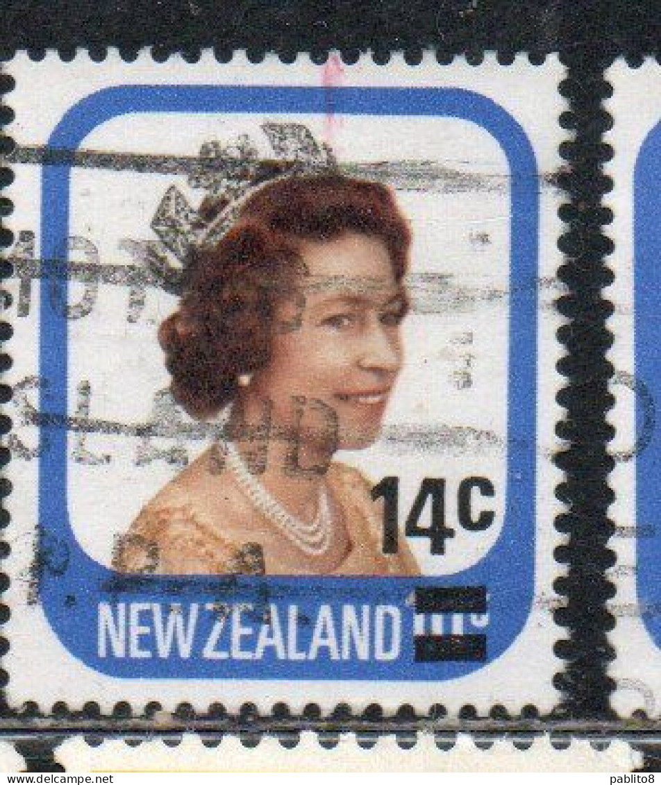 NEW ZEALAND NUOVA ZELANDA 1979 SURCHARGED QUEEN ELIZABETH II 14c On 10c USED USATO OBLITERE' - Used Stamps