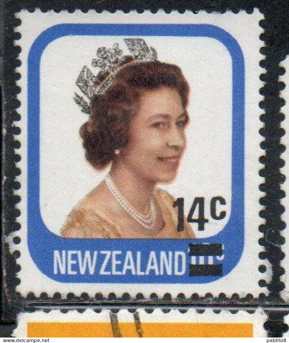 NEW ZEALAND NUOVA ZELANDA 1979 SURCHARGED QUEEN ELIZABETH II 14c On 10c USED USATO OBLITERE' - Oblitérés