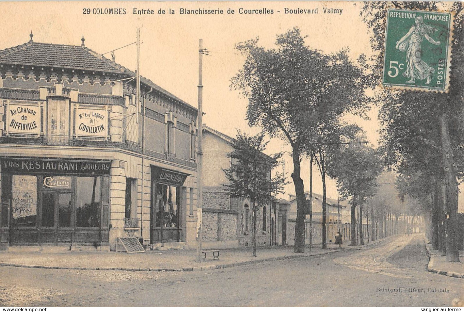 CPA 92 COLOMBES / ENTREE DE LA BLANCHISSERIE DE COURCELLES / BOULEVARD DE VALMY / AU CHATEAU DE BIFFINVILLE / RESTAURANT - Colombes