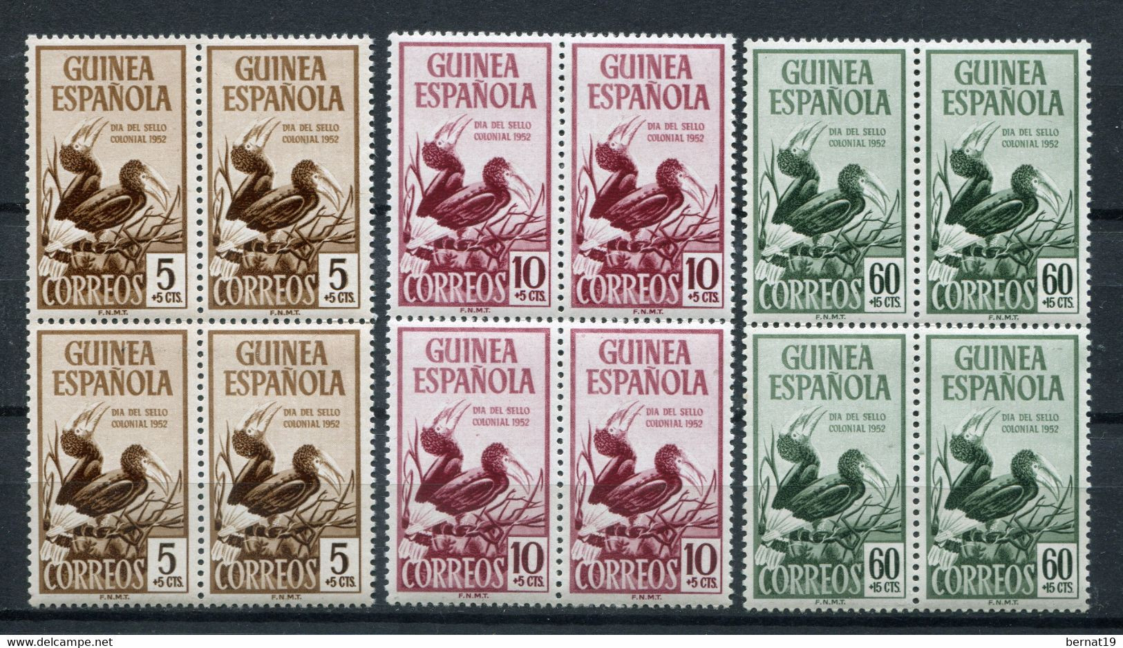 Guinea Española 1952. Edifil 318-20 X 4 ** MNH. - Guinea Española
