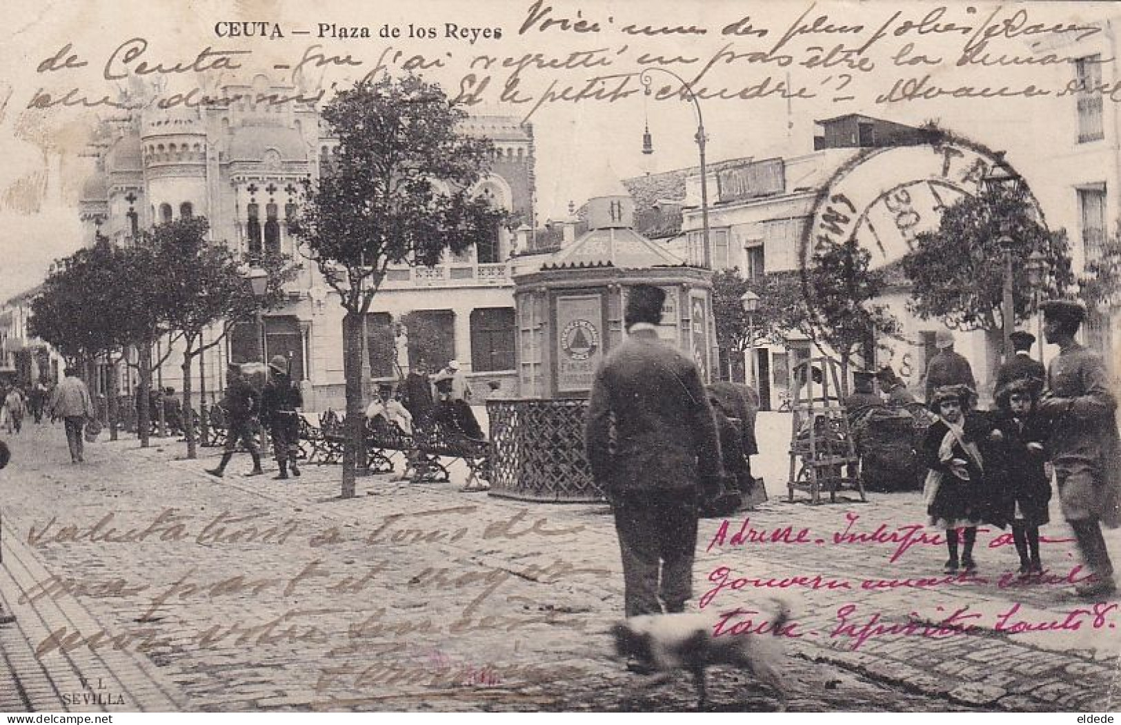 Ceuta Plaza De Los Reyes  Edicion V.L. Sevilla Lombardia Barreiro 1913 Hacia Tanger - Ceuta