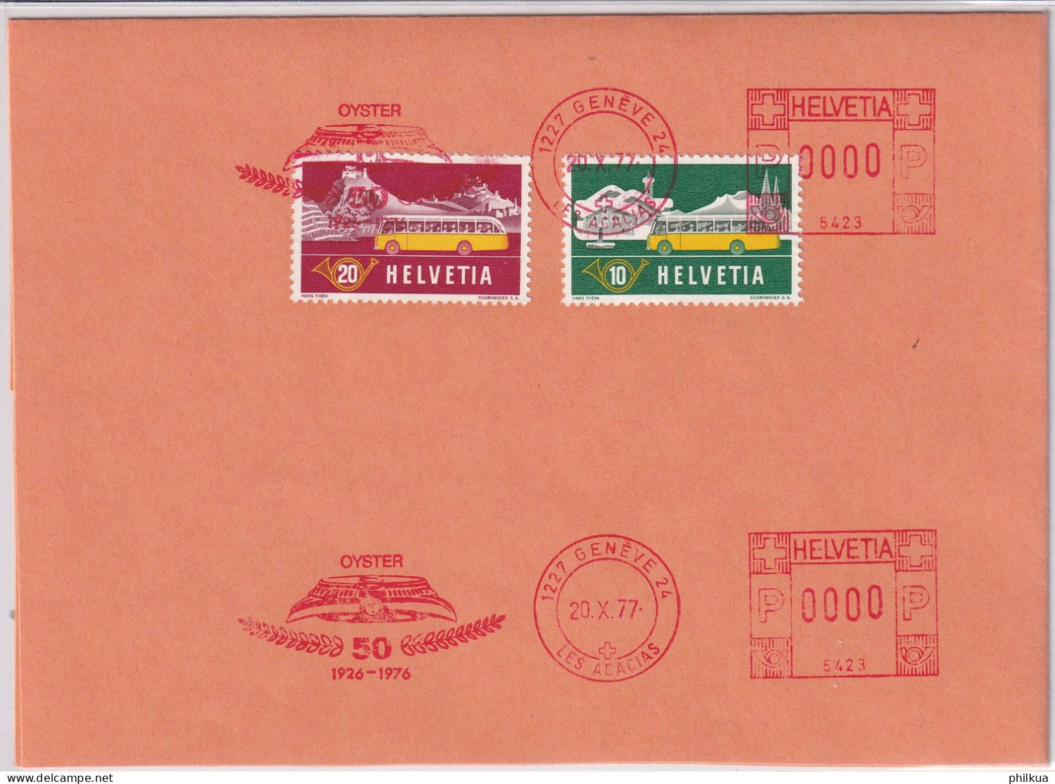 Zumst. 314-315 / Mi. 586-587 Mit Freistempel 00 Auf Brief - OYSTER 50  - Genève 24 - Les Acacias - Postage Meters