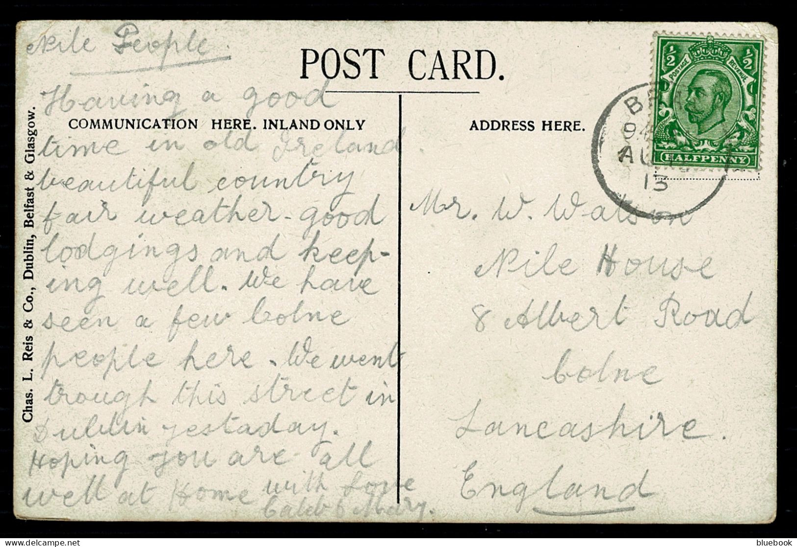 Ref 1627 - 1913 Postcard - O'Connolls Street Dublin - Good Bray Postmark Ireland - Dublin