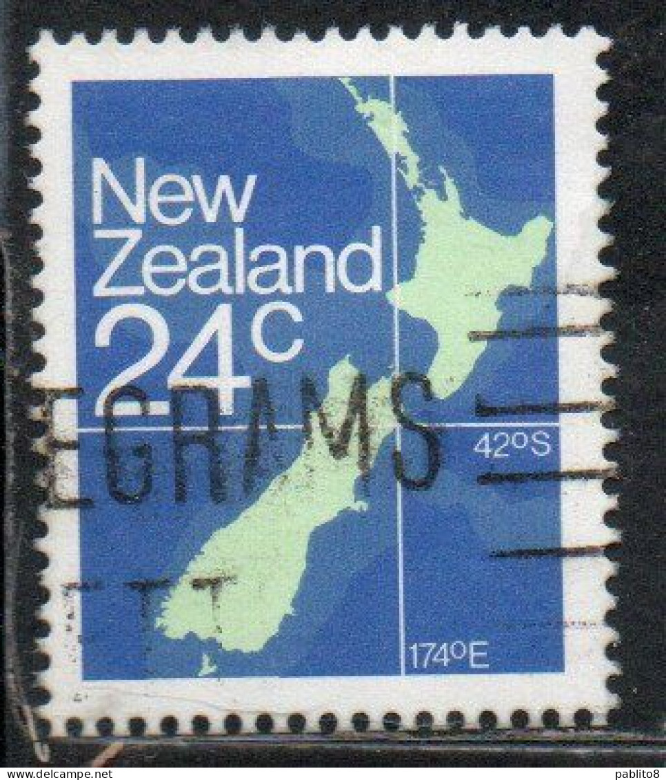 NEW ZEALAND NUOVA ZELANDA 1977 1982 MAP 24c USED USATO OBLITERE' - Gebraucht