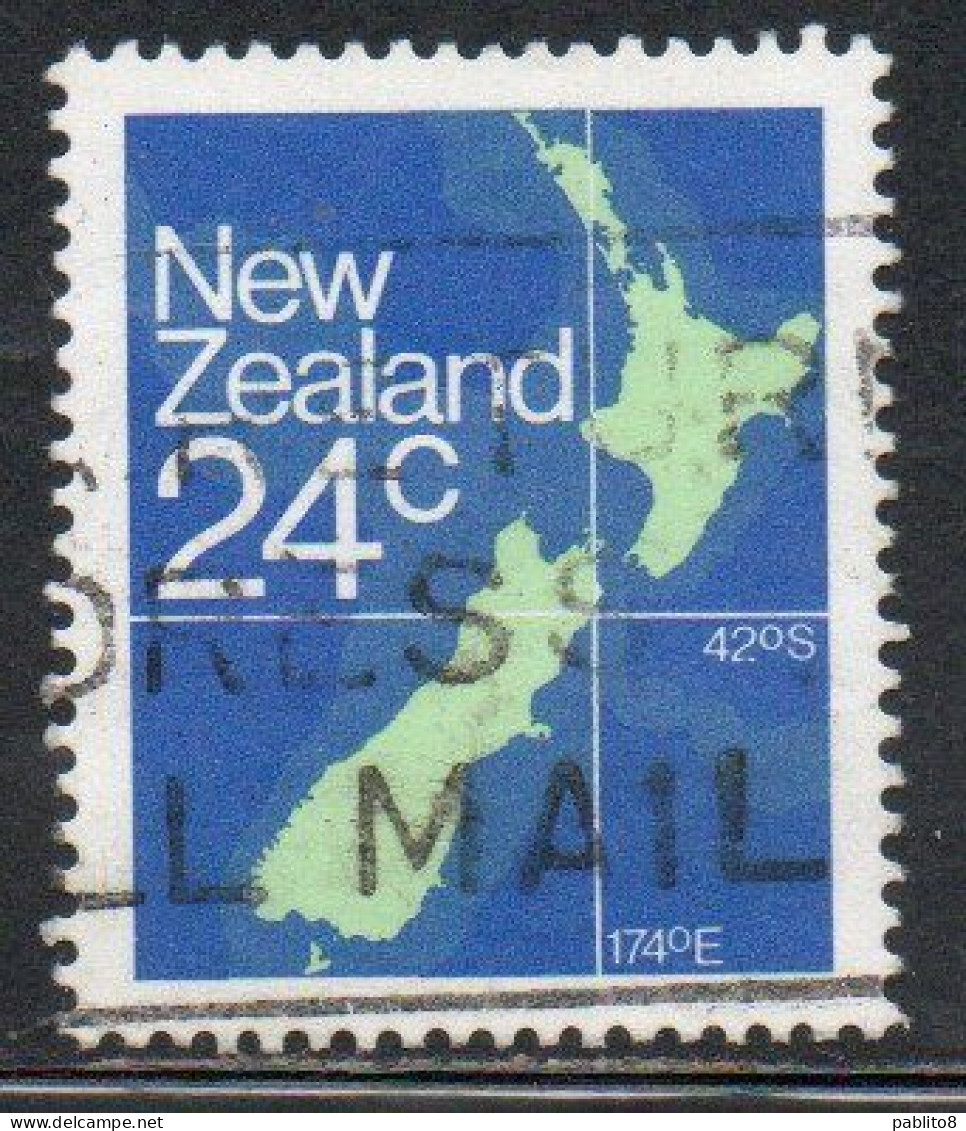 NEW ZEALAND NUOVA ZELANDA 1977 1982 MAP 24c USED USATO OBLITERE' - Used Stamps