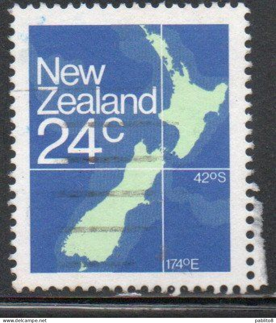 NEW ZEALAND NUOVA ZELANDA 1977 1982 MAP 24c USED USATO OBLITERE' - Oblitérés