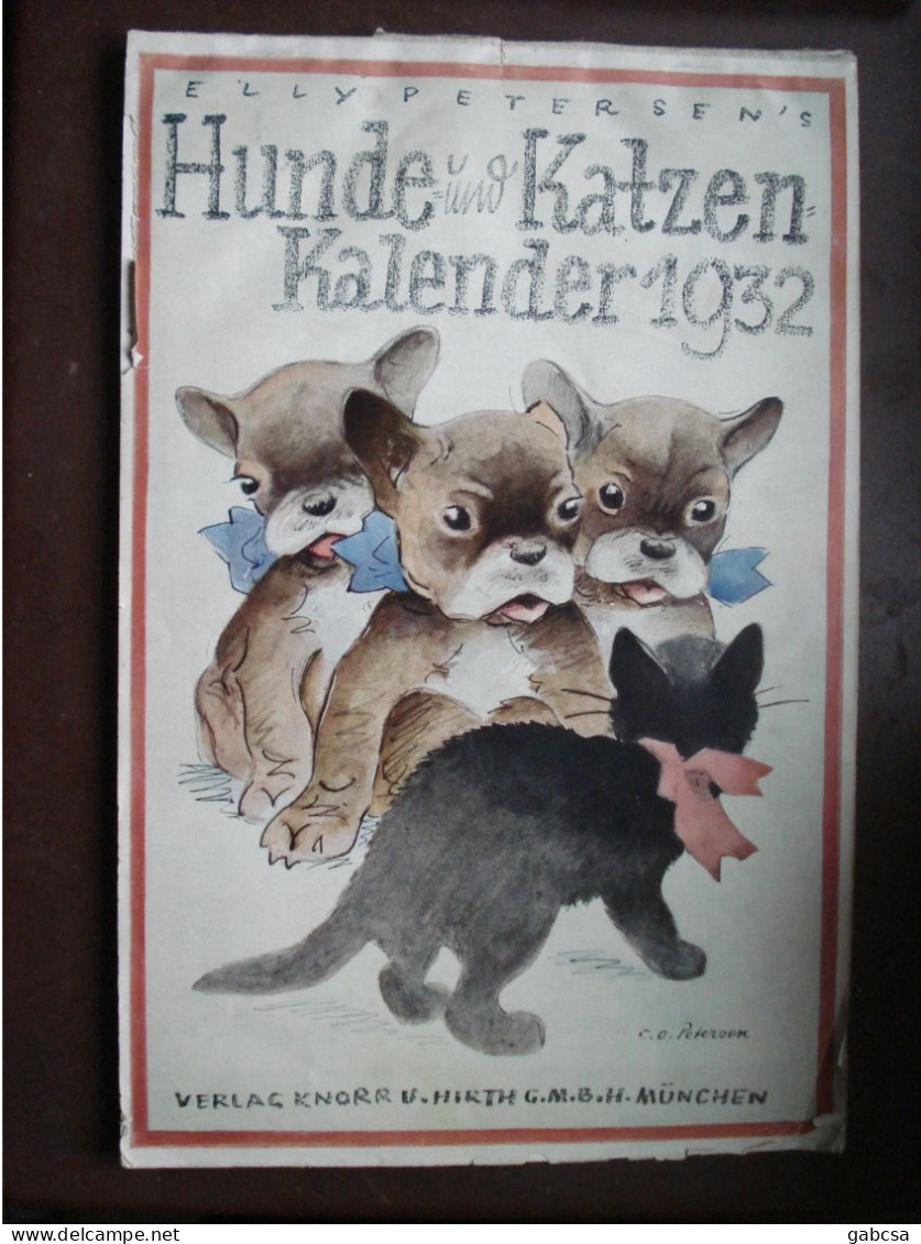 Elly Petersen Hunde Und Katzen 1932 Kalendar - Grossformat : 1921-40