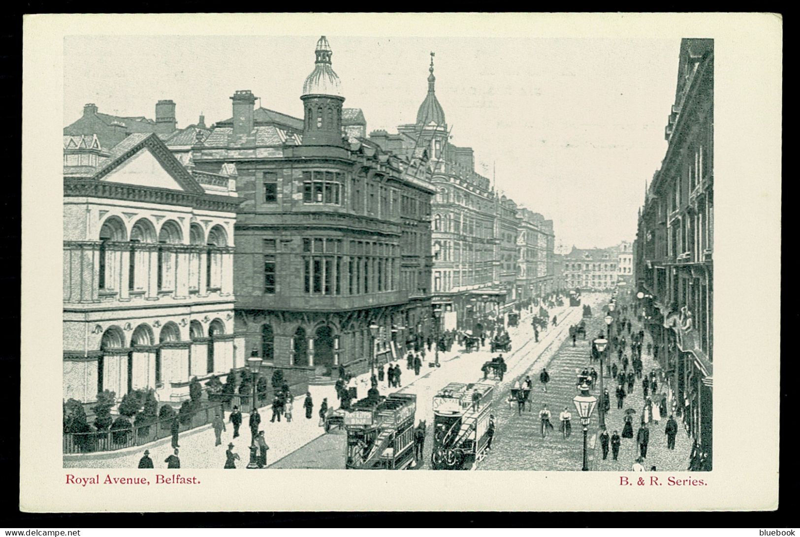 Ref 1627 - Early Postcard - Royal Avenue Belfast Ireland - Shops & Tram - Belfast