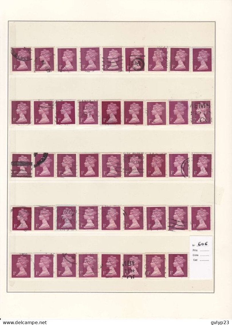 ETUDE OBLITéRATIONS ET NUANCES TIMBRES COURANTS ELISABETH II UNE COLLECTION DE 1844 TIMBRES OBLITéRéS  1970-80 - Fogli Completi