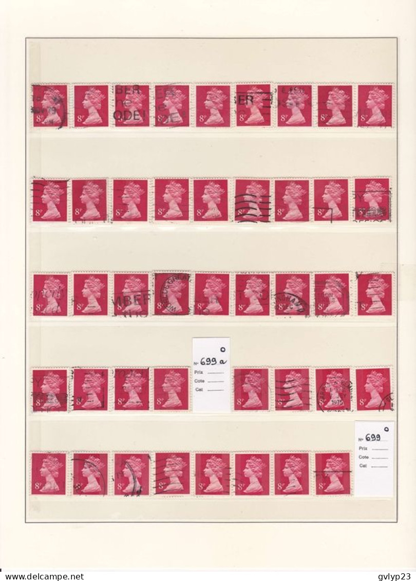 ETUDE OBLITéRATIONS ET NUANCES TIMBRES COURANTS ELISABETH II UNE COLLECTION DE 1844 TIMBRES OBLITéRéS  1970-80