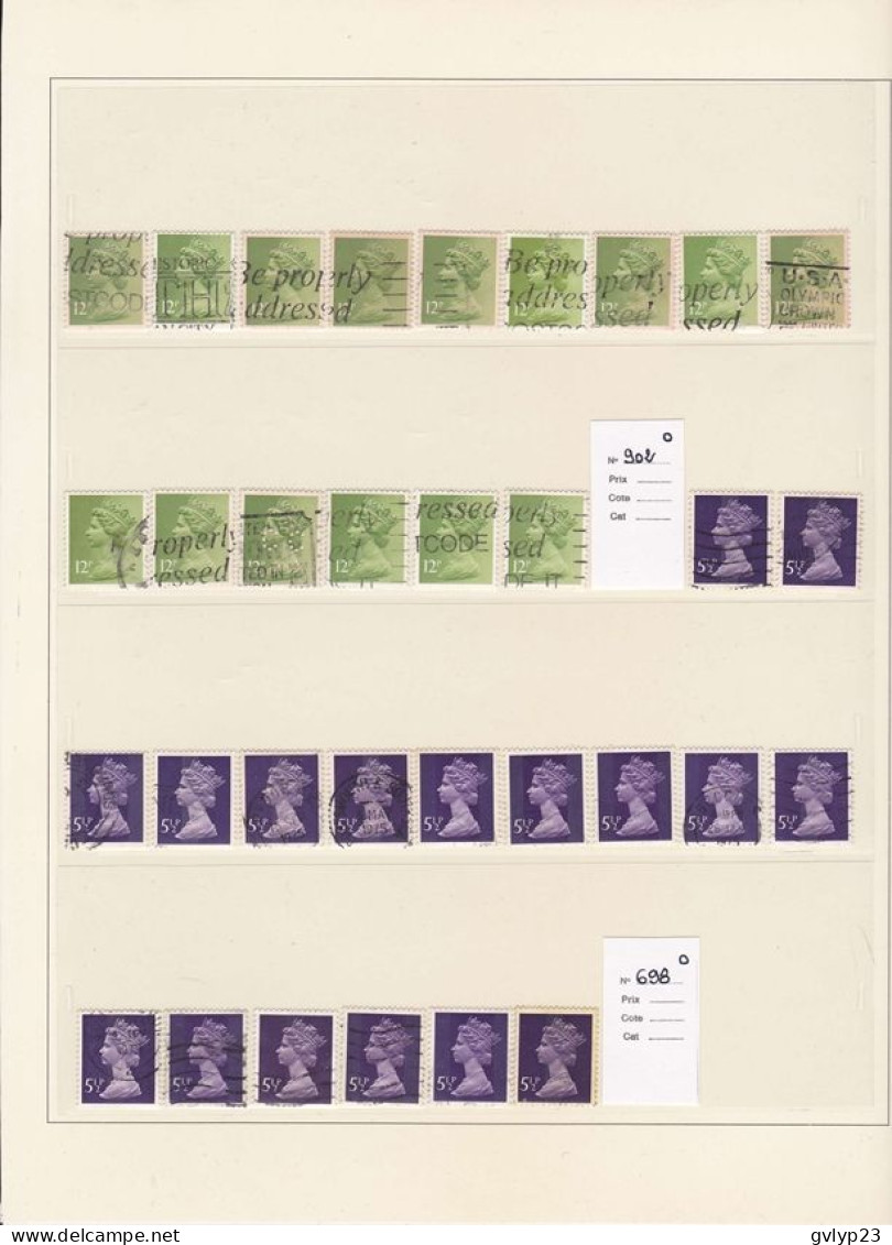 ETUDE OBLITéRATIONS ET NUANCES TIMBRES COURANTS ELISABETH II UNE COLLECTION DE 1844 TIMBRES OBLITéRéS  1970-80