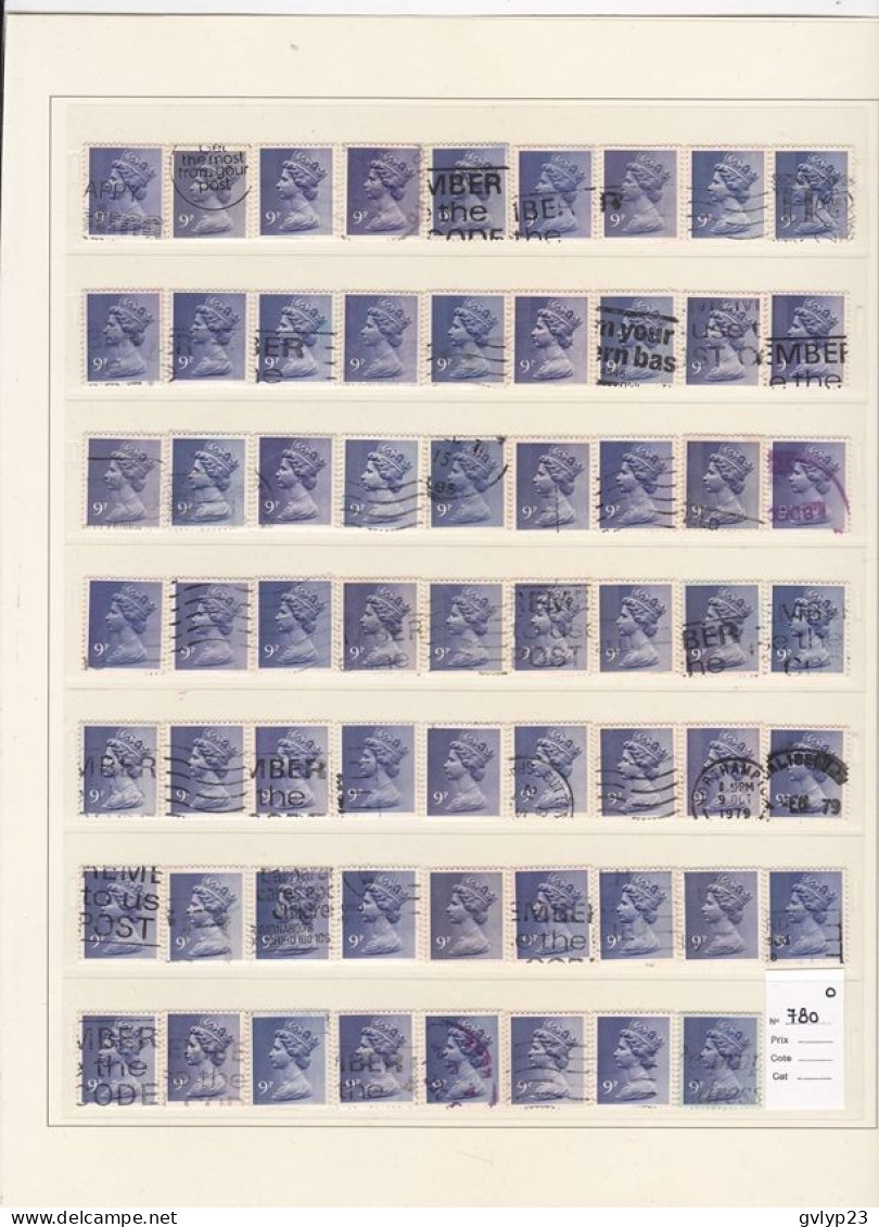 ETUDE OBLITéRATIONS ET NUANCES TIMBRES COURANTS ELISABETH II UNE COLLECTION DE 1844 TIMBRES OBLITéRéS  1970-80