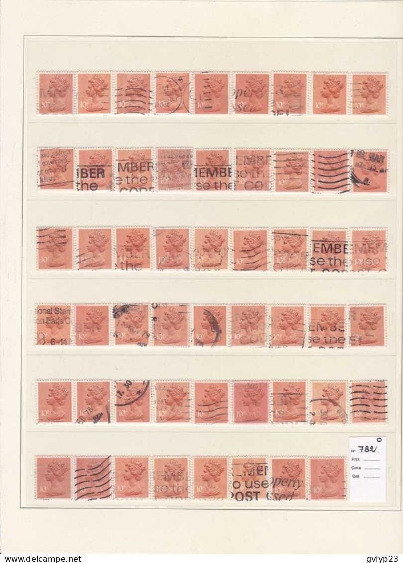 ETUDE OBLITéRATIONS ET NUANCES TIMBRES COURANTS ELISABETH II UNE COLLECTION DE 1844 TIMBRES OBLITéRéS  1970-80