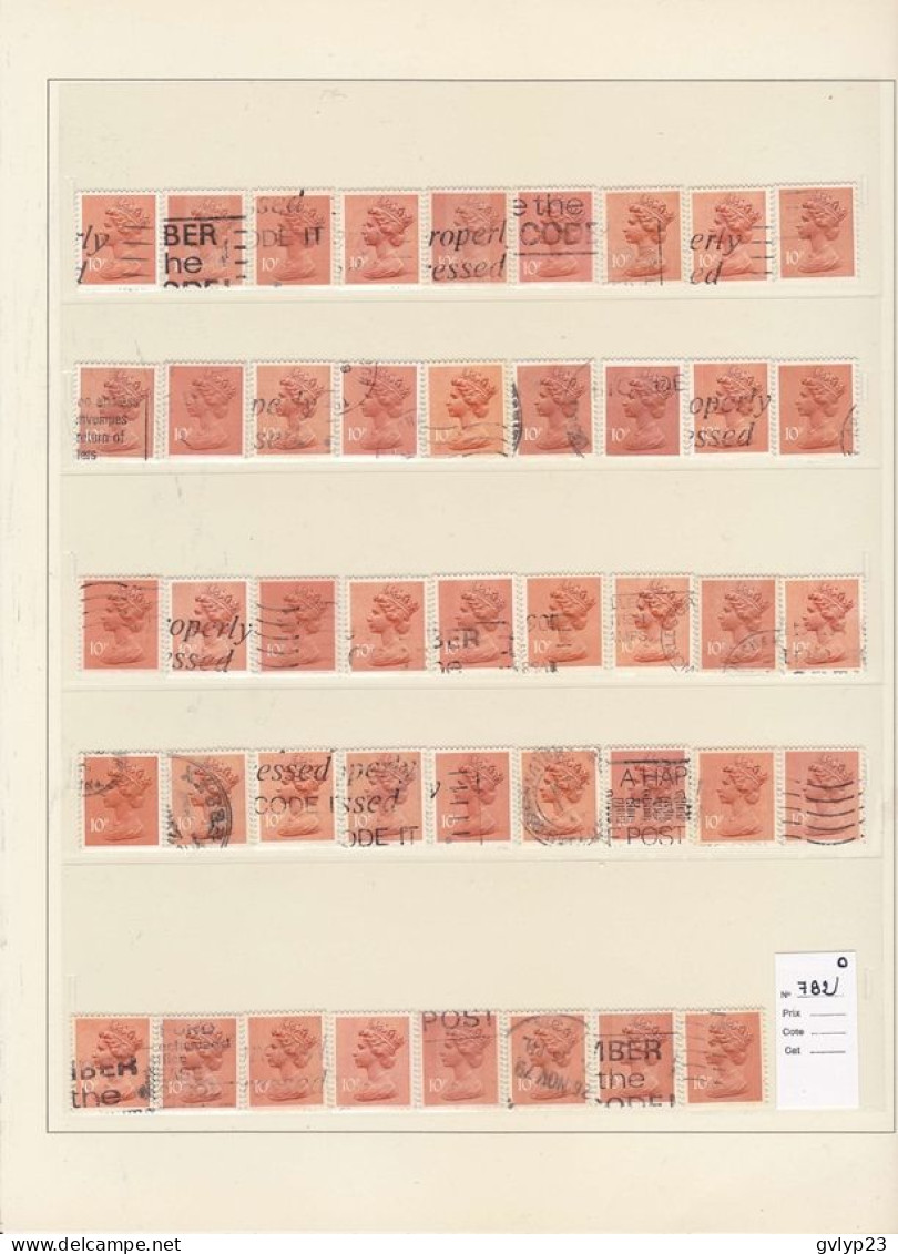 ETUDE OBLITéRATIONS ET NUANCES TIMBRES COURANTS ELISABETH II UNE COLLECTION DE 1844 TIMBRES OBLITéRéS  1970-80