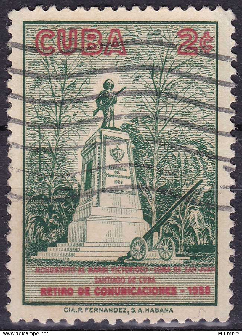 Cuba YT 525 Mi 654 Année 1960 (Used °) Monument Patriotique, à Santiago De Cuba - Statue - Arme - Canon - Used Stamps