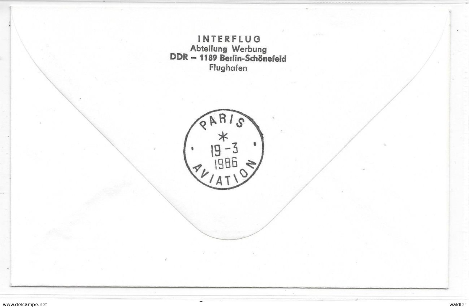 DDR GANZSACHENUMSCHLAG 1986 SONDERFLUG LEIPZIG-PARIS - Enveloppes - Oblitérées