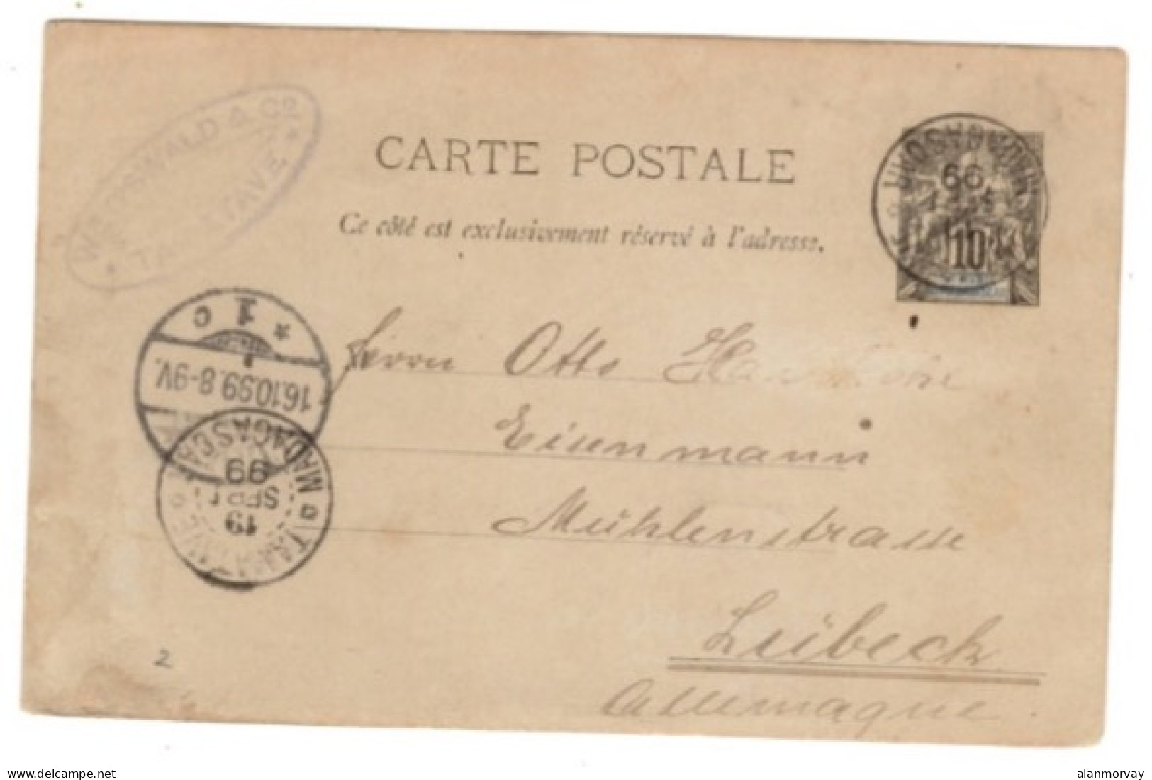 Madagascar – Sainte-Marie - September 19, 1904 Postal Card To Germany - Other & Unclassified