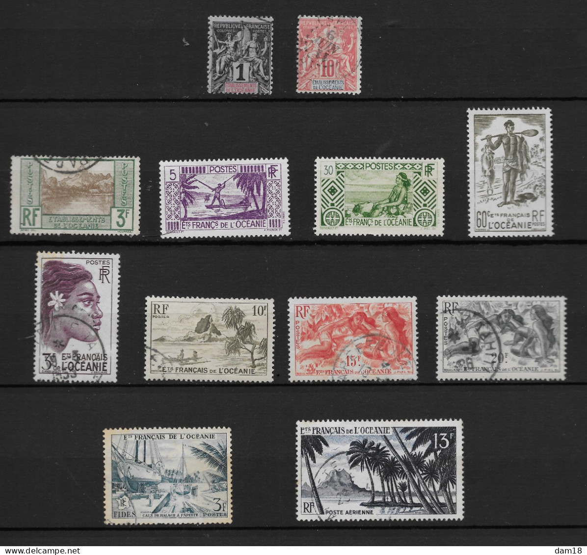 ETS DE L' OCEANIE 12 TIMBRES OBLITERES  (YT) VALEUR 39,00  EUROS - Oblitérés