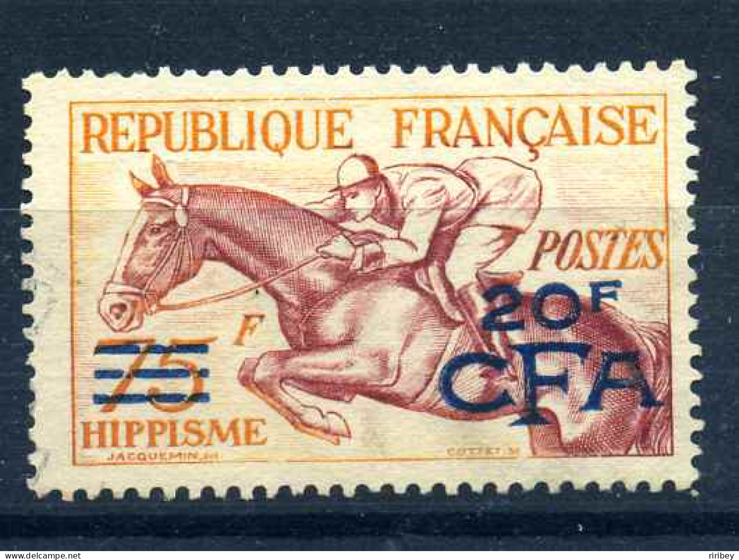 REUNION  YT 318  Hippisme Surchage CFA / Oblitéré   Côte 43€ - Usados