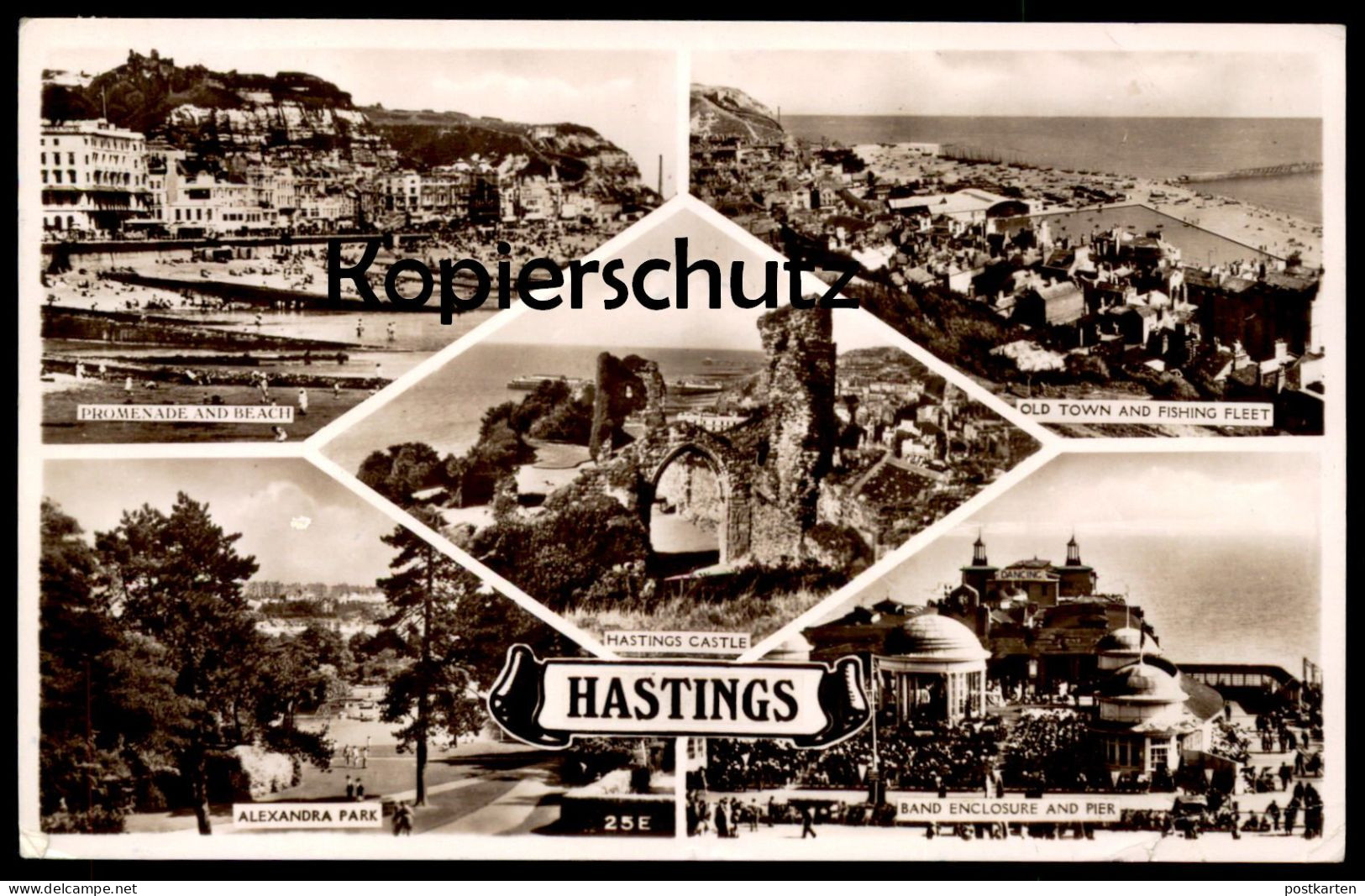 ÄLTERE POSTKARTE HASTINGS OLD TOWN AND FISHING FLEET ALEXANDRA PARK BAND ENCLOSURE AND PIER Postcard Ansichtskarte Cpa - Hastings