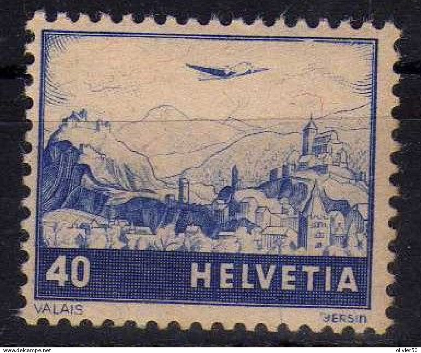 Suisse (1948) - P A    40 C. Avion Survolant  Le Valais  - Neufs** - MNH - Nuovi