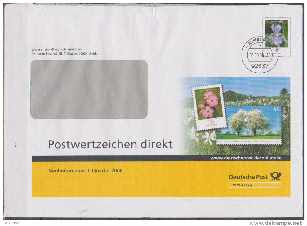 Eigenausgabe Der Post EA F135 00.00.06  Schwertlilie, Postwertzeichen Direkt (dg 124) - Enveloppes - Oblitérées