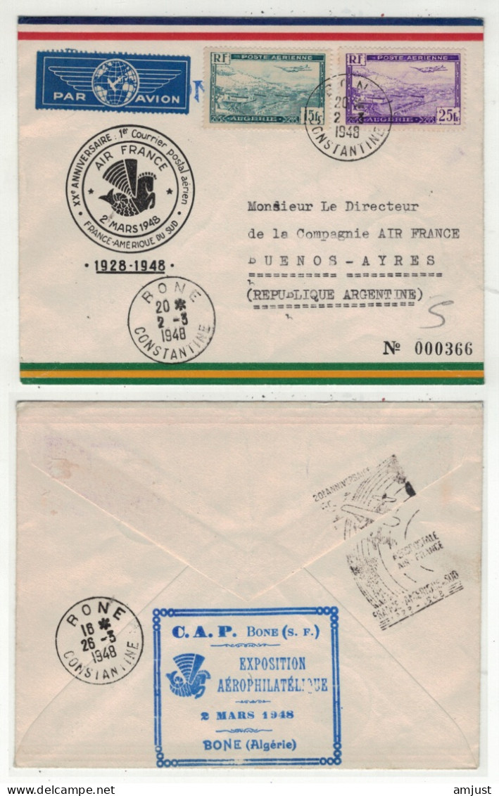 France // Ex-colonies & Protectorat // Algérie // 1er Courrier Postal Aérien France-Amérique Du Sud Départ Constantine - Posta Aerea