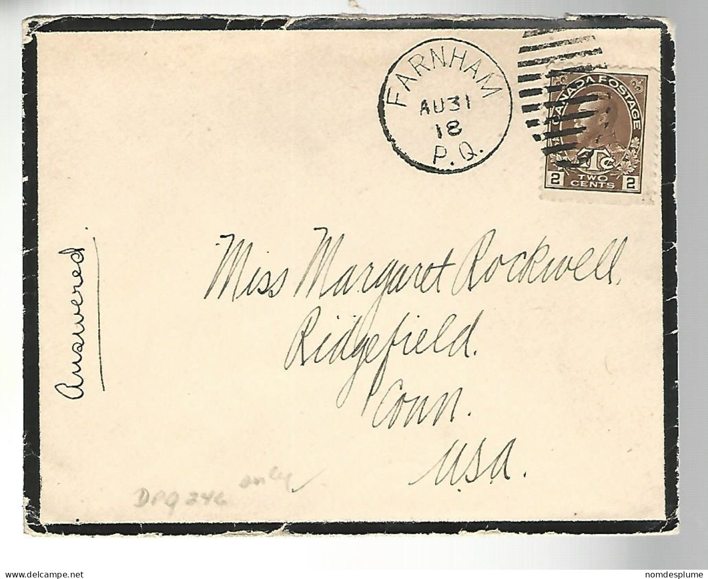 52047 ) Cover Canada Postmark Duplex Mourning Cover - 1903-1954 De Koningen