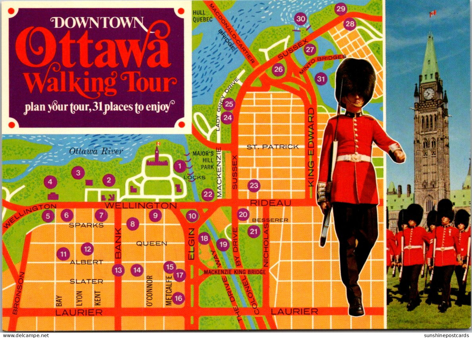 Canada Ontario Ottawa Downtown Walking Tour Map - Ottawa