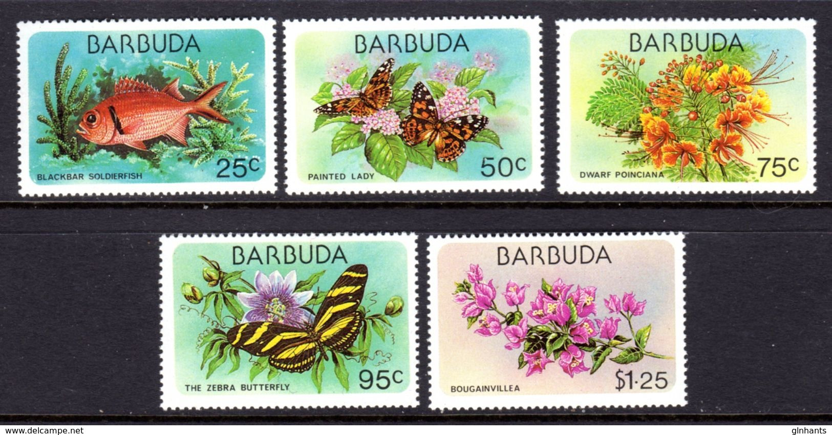 BARBUDA - 1978 FLORA & FAUNA SET COMPLETE (5V) FINE MNH ** SG 437-441 - Barbuda (...-1981)