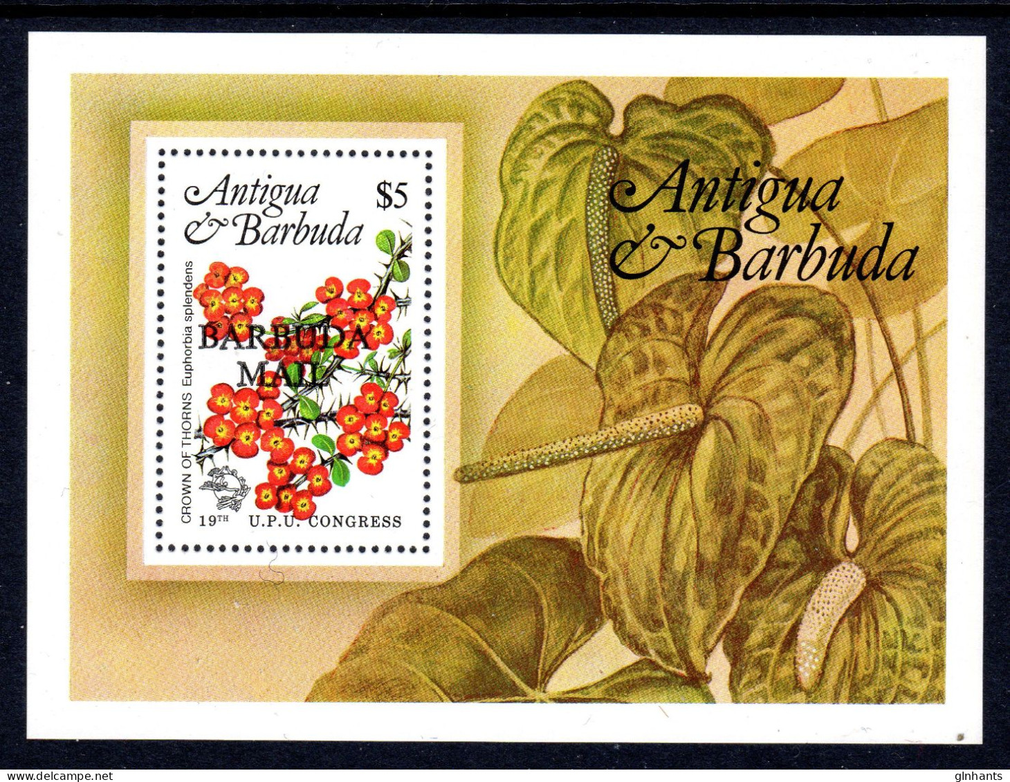 BARBUDA - 1984 UPU FLOWERS MS FINE MNH ** SG MS730 - Barbuda (...-1981)