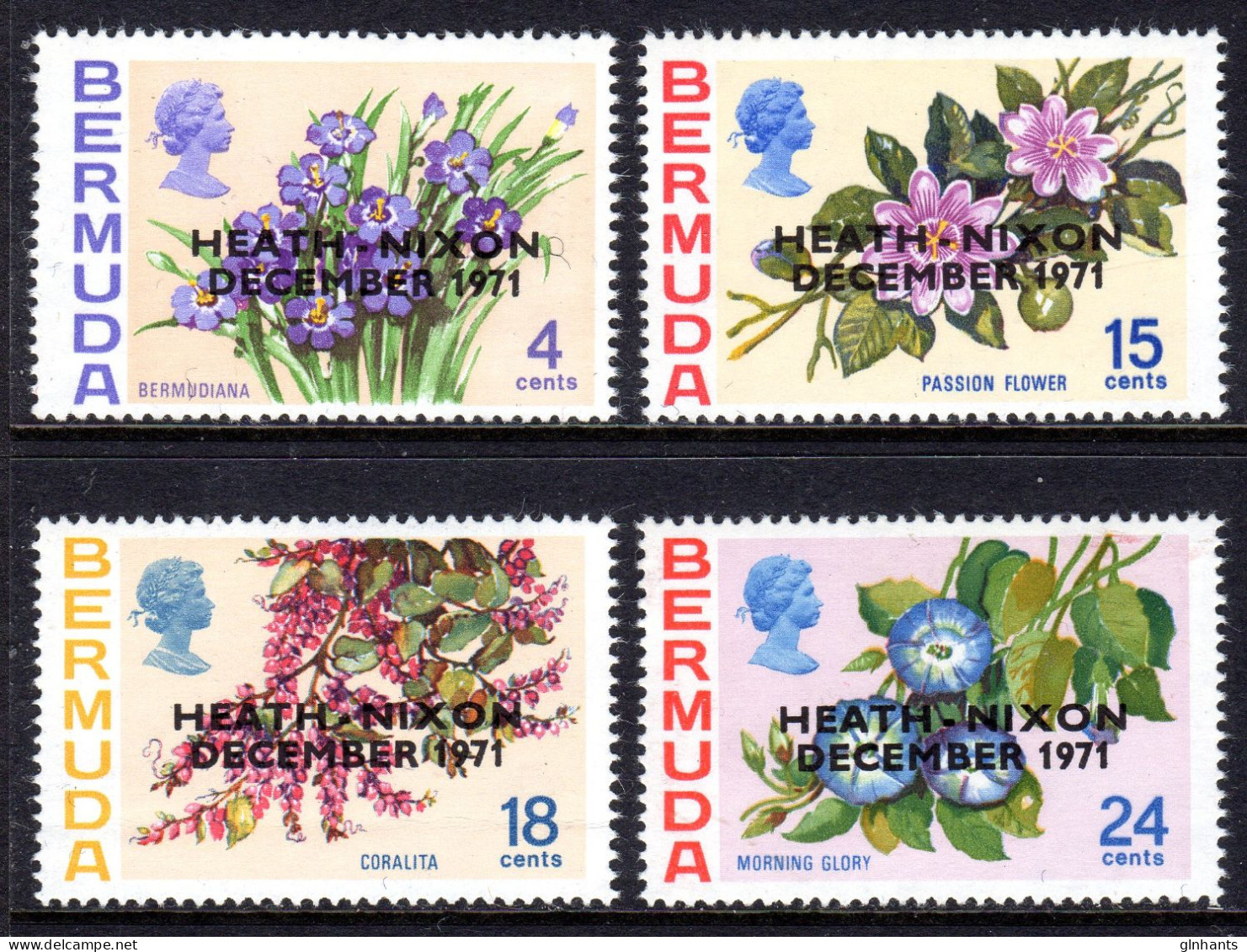 BERMUDA - 1971 HEATH-NIXON OVERPRINT FLOWERS SET (4V) FINE MNH ** SG 283-286 - Bermuda